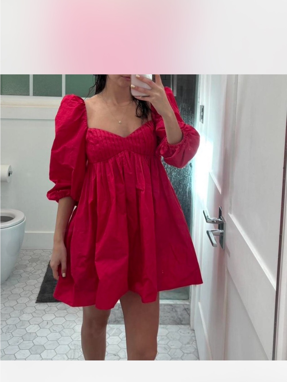 Zara Hot Pink Puff-Sleeve Mini Dress